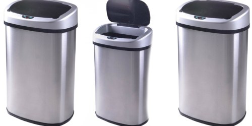 Stainless-Steel 13-Gallon Trash Can w/ Touch-Free Sensor Only $28 Shipped