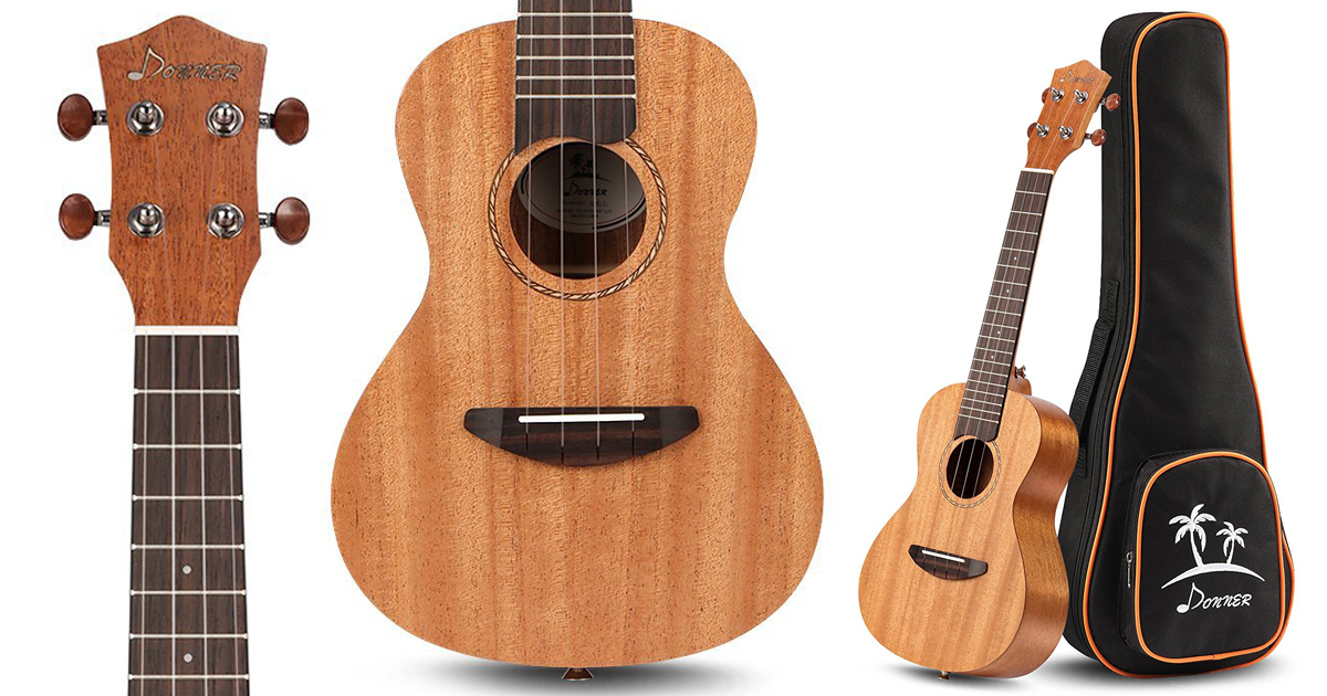 Amazon Donner Mahogany Ukulele w/ Case, Strap & More Only 53.50