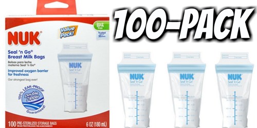 NUK Seal N Go Breast Milk Bags 100-Pack Only $9.94 (Regularly $19.99) – Just 10¢ Per Bag