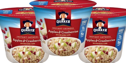 Amazon: Quaker Instant Oatmeal Cups 12 Pack Just $8.82 Shipped (Only 74¢ Per Cup)