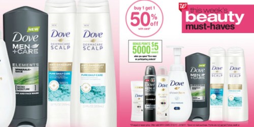 Walgreens: Buy 1 Get 1 50% Off Dove Products AND Score $5 Reward w/ $15 Purchase