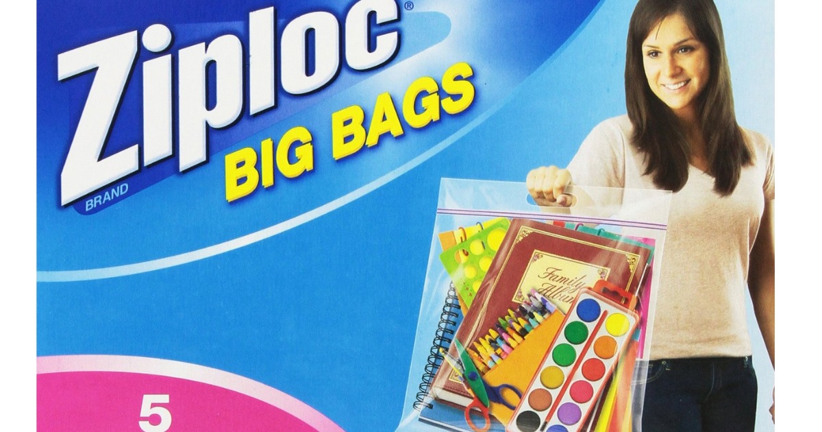 Amazon Ziploc Big Bag Double Zipper Large Bags 5Pack Only 3.25 Shipped
