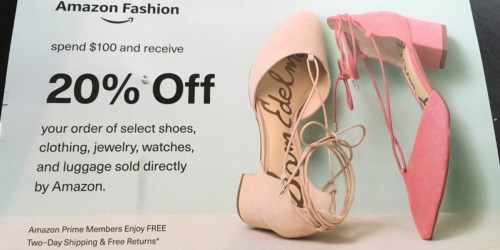 RARE Savings! Possible 20% Off $100+ Amazon Fashion Coupon Code (Check Your Mailbox)
