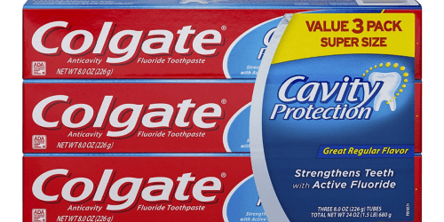 Amazon: Colgate Cavity Protection 3-Pack ONLY $2.57 (Just 86¢ Per Tube) – Ships w/ $25 Order