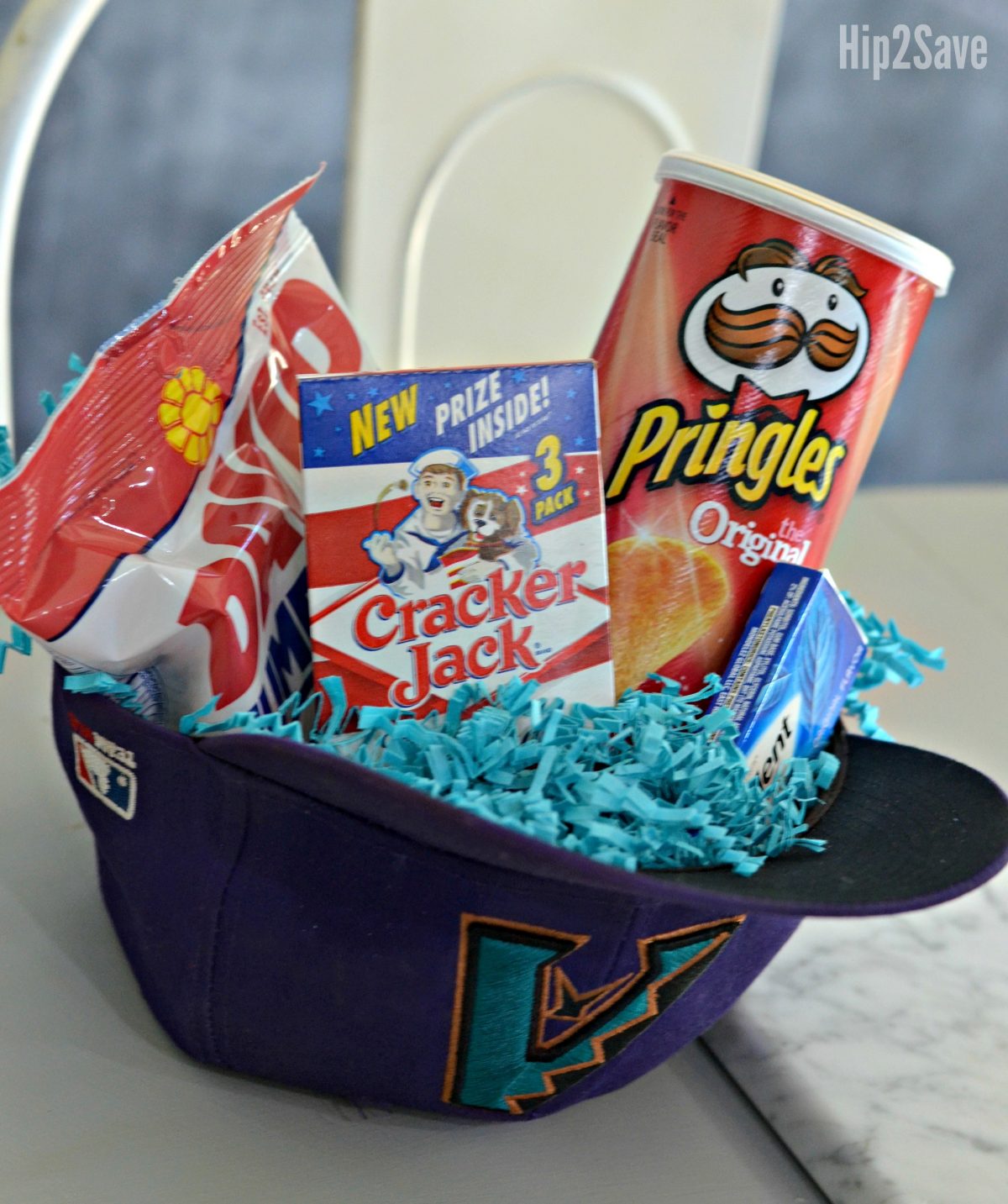 baseball hat used as an Easter basket