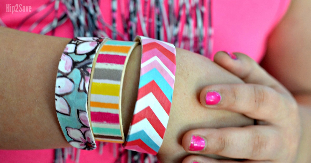 girl wearing wooden diy bracelets 