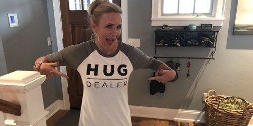 Fun “Hug Dealer” Raglan Tee AND Earrings UNDER $17 Shipped