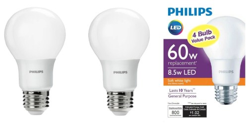 The Home Depot: Philips 60W Soft White LED Light Bulbs 4-Pack Only $3.97 (99¢ Per Bulb)