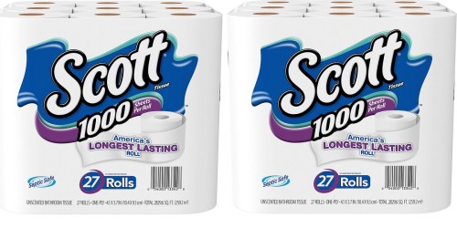 Amazon: Scott 1000 Sheets Per Roll Toilet Paper 27-Rolls Only $16.97 (Regularly $27.99)
