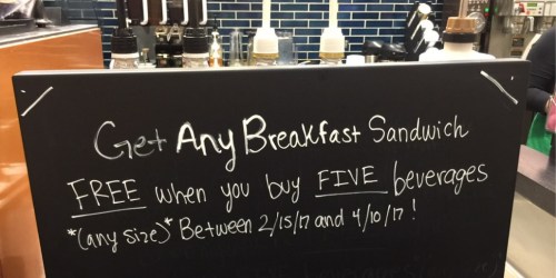 Starbucks Fans! FREE Breakfast Sandwich When You Buy 5 Coffee Beverages