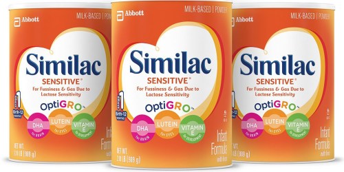 Amazon: 3 Pack Similac Sensitive Baby Formula 34.9 oz Containers Only $60.71 Shipped (Just $20 Each)