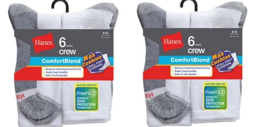 Amazon: 6-Pack of Hanes FreshIQ Cushion Crew Socks Only $3.33 (Add-On Item)