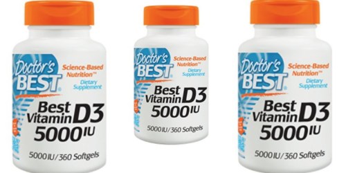 Amazon: Doctor’s Best Vitamin D3 Soft-Gels 360-Count Only $5.77 Shipped
