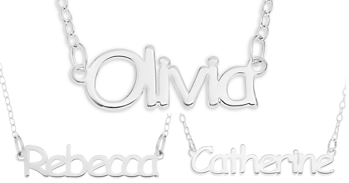 16" Sterling Silver Personalized Necklace Just 24.99