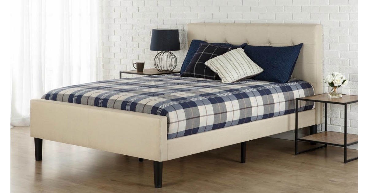 Amazon: Upholstered Platform Bed W/ Footboard Only $159-$218 Shipped ...