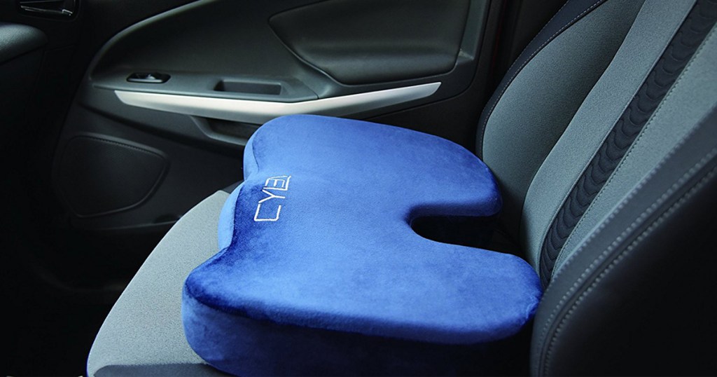 Cylen Home-Memory Foam Bamboo Charcoal Infused Ventilated Orthopedic Seat Cushion for Car