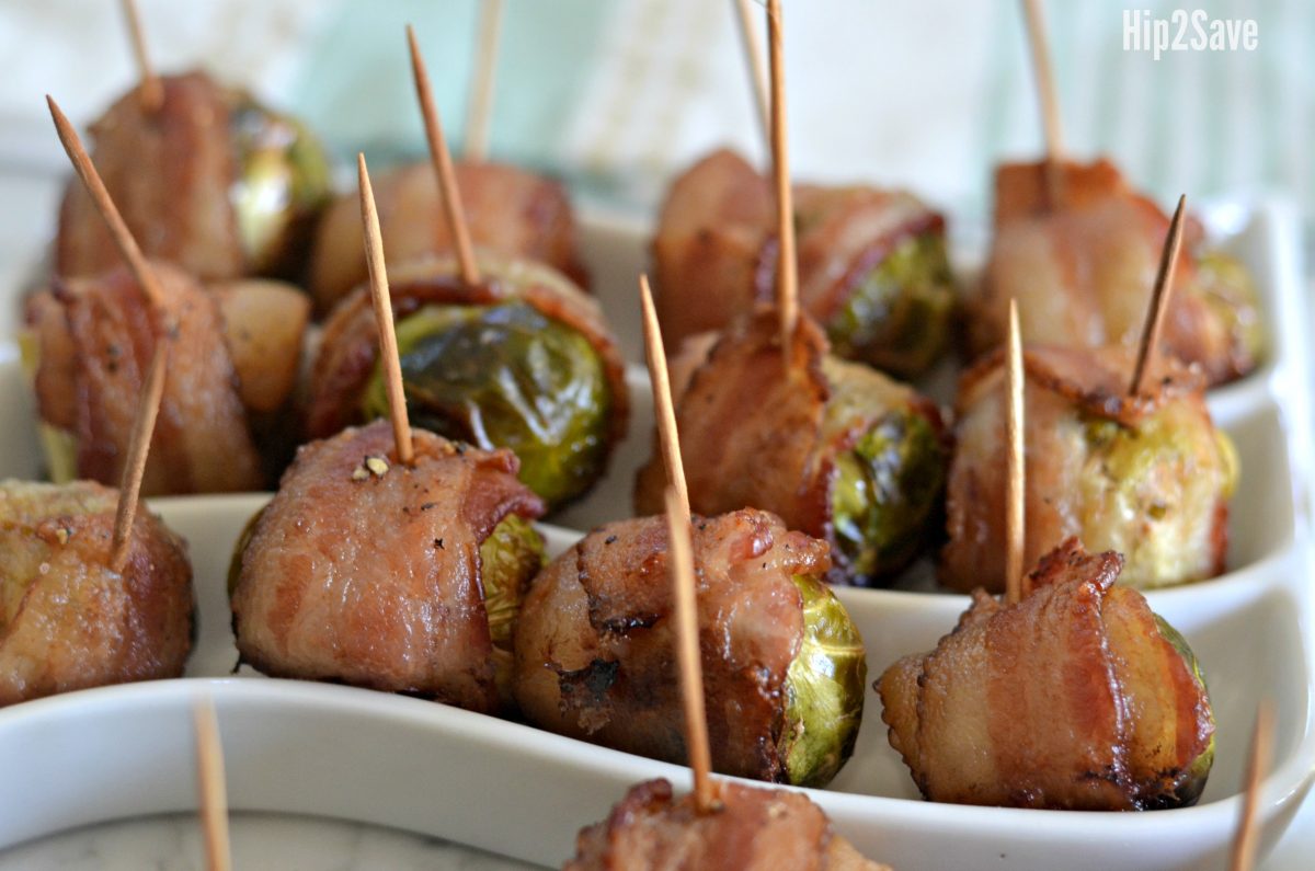 gameday food - best football party recipes for superbowl and tailgating - bacon wrapped brussels sprouts