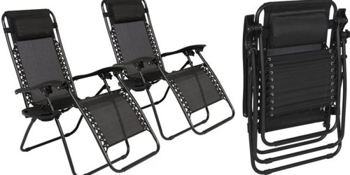 Set of TWO Zero Gravity Chairs w/ Cupholder Trays Just $54.99 Shipped (Only $27.50 Each)