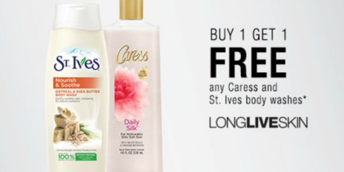 CVS: Buy 1 Get 1 Free Caress & St. Ives Body Wash + New $1/1 CVS Store Coupon