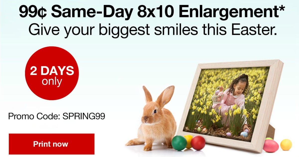 CVS 8x10 Photo Print w/ Same Day PickUp Just 99¢ (Valid For 2 Days Only)