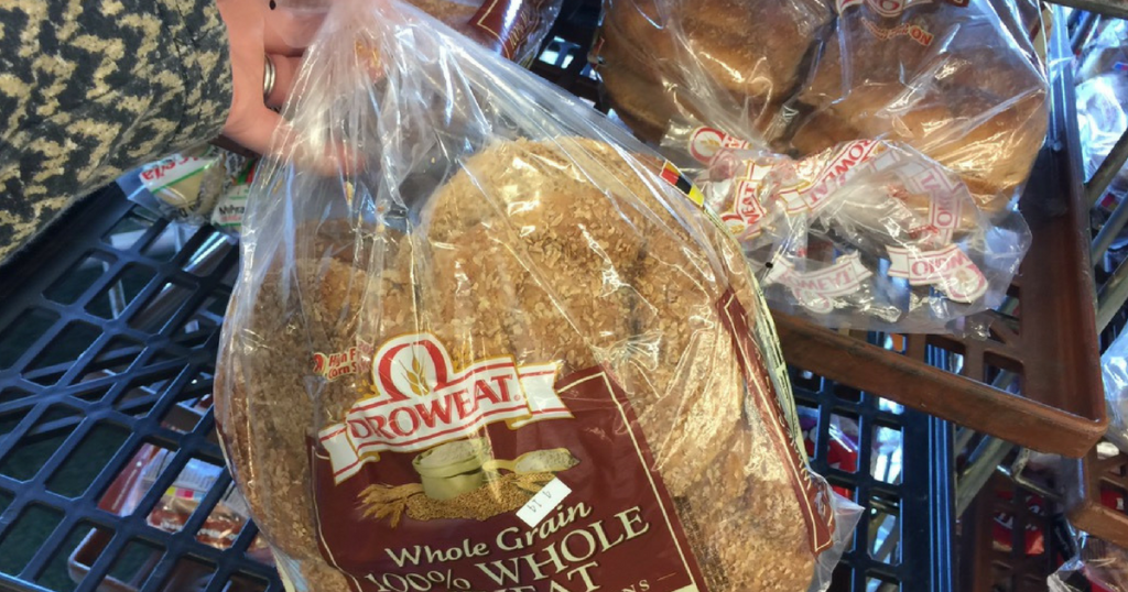 grabbing bag of Oroweat bread at Dollar Tree 