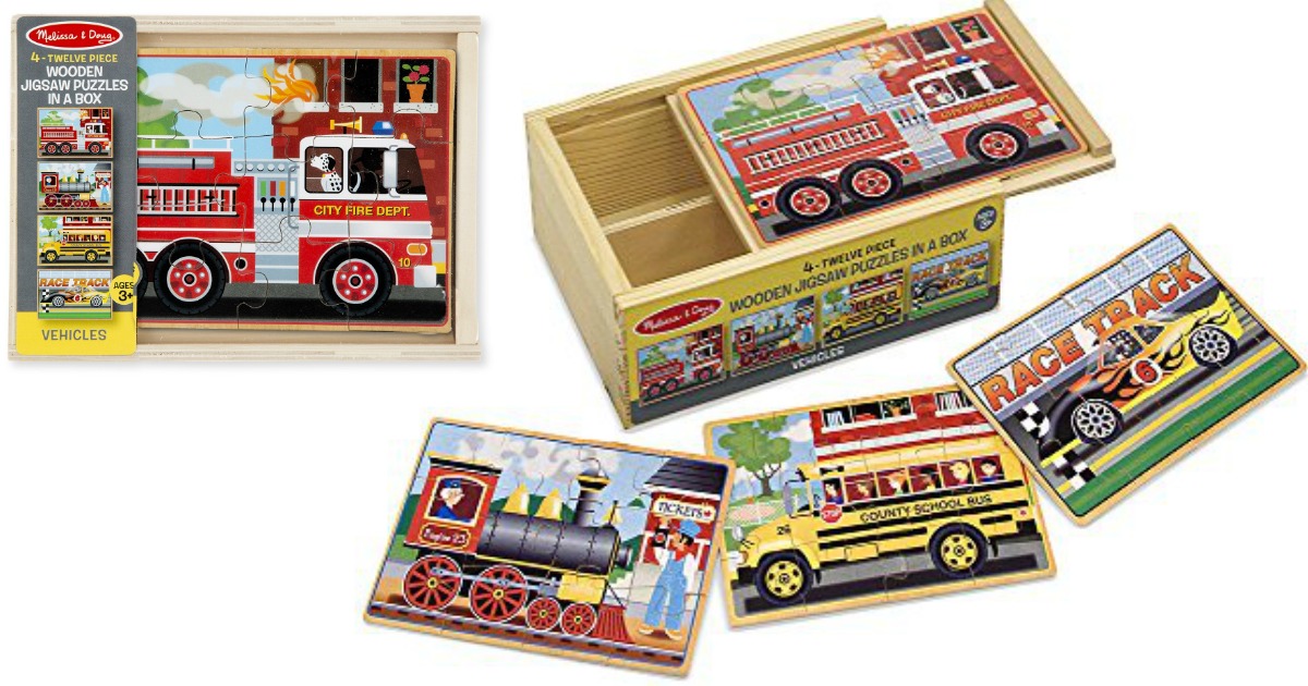 Amazon Melissa & Doug Vehicles 4in1 Wooden Jigsaw Puzzles Only 7.99