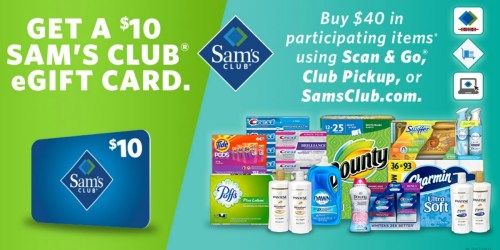 Sam’s Club: FREE $10 eGift Card w/ $40 P&G Product Purchase