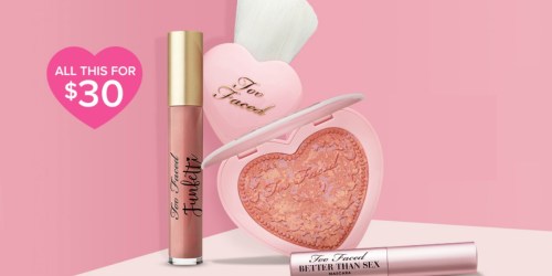 Too Faced Love Fool 4-Piece Set Only $30 (Funfetti Lip Gloss, 16-Hour Blush, Deluxe Mascara & More)