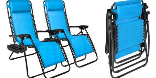 Set of TWO Zero Gravity Chairs w/ Cup Holder Trays $54.99 Shipped (Only $27.50 Each)