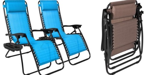 Set of TWO Zero Gravity Chairs w/ Cupholder Trays $54.99 Shipped (Only $27.50 Each)