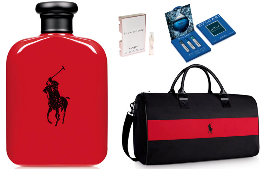 polo duffle bag with cologne