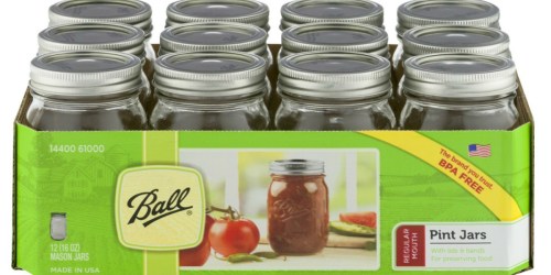 Ball Mason Jars Pint-Size 12-Pack w/ Lids Only $10.99 on Walmart.com | Great for Canning, Crafts, & More