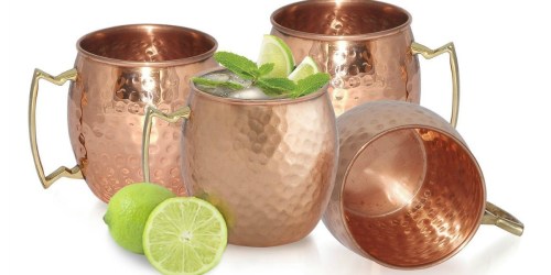 Amazon: 4 Handmade Pure Copper Moscow Mule Mugs Just $19.99 (+ a FREE Set of Coasters!)