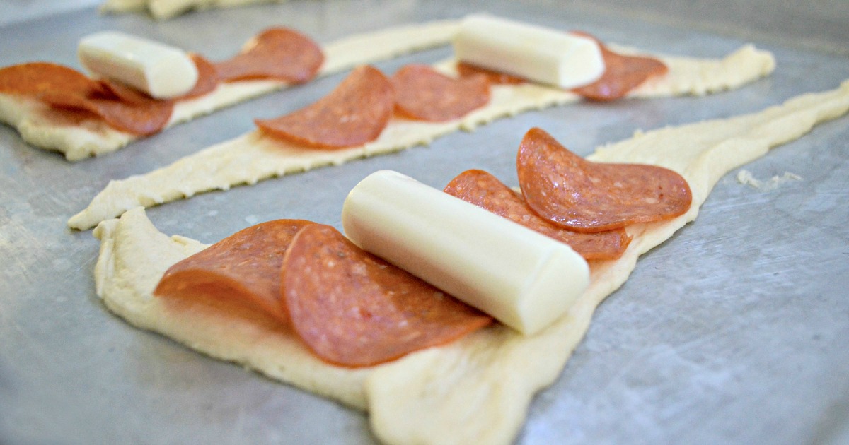 easy pizza crescents on a baking pan 
