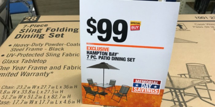 Home Depot: Hampton Bay 7-Piece Patio Dining Set ONLY $99 (Includes Umbrella & Base)