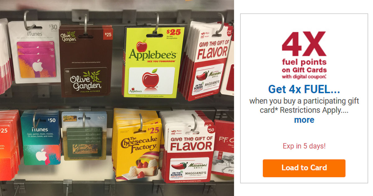 Kroger 4 Times The Fuel Points w/ Qualifying Gift Card Purchase (May 26thMay 28th Only)