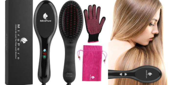 Amazon: Hair Straightener Brush w/ Heat Resistant Glove Only $19.99 (Designed for All Hair Types)
