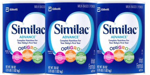Amazon: 3 Pack Similac Advance Infant Formula 36oz Canisters Just $65.63 Shipped (Reg. $109) + More