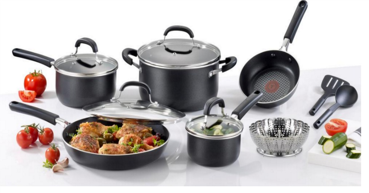 Home Depot: T-Fal OptiCook Non-Stick 12-Piece Aluminum Cookware Set ...