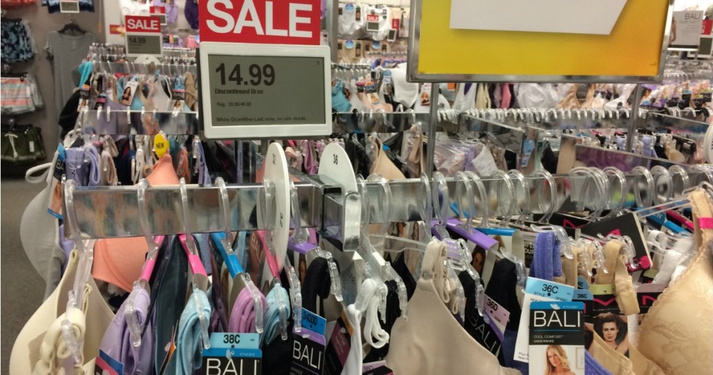 bras hanging on sale rack in kohls
