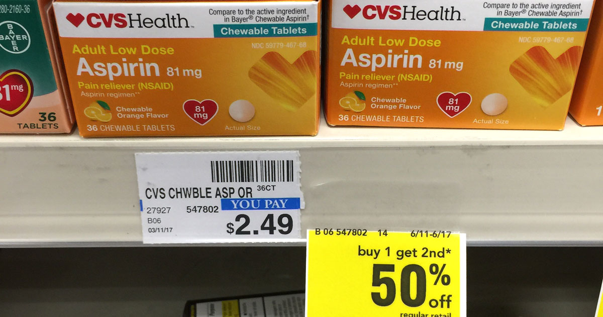 Better Than FREE CVS Health Adult Low Dose Aspirin 36 Count (After