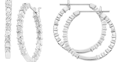 Sterling Silver Hoop Earrings w/ Diamonds ONLY $18 Shipped + Extra 25% Off Jewelry Sitewide