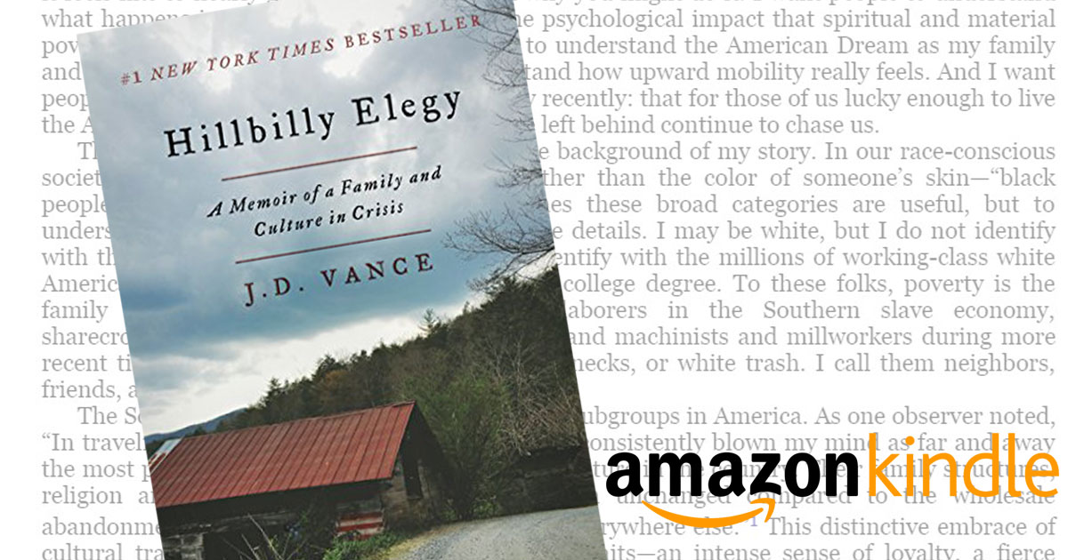 Hillbilly Elegy Kindle Edition ONLY 4.99 (1 New York Times Best