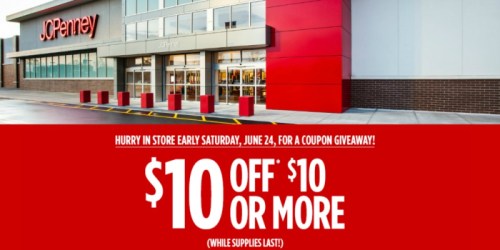 Get Ready! JCPenney $10 Off $10 Coupon Giveaway (Tomorrow, June 24th Only)