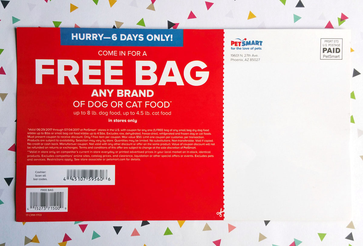 PetSmart Free Bag Of Dog Or Cat Food No Purchase Necessary