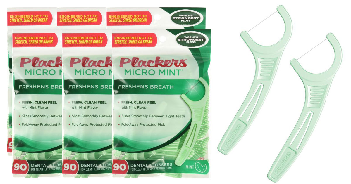 six packs of plackers micro mint flossers
