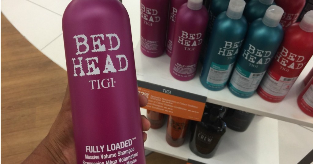 tigi Bed head fully loaded jumbo shampoo in front of display 