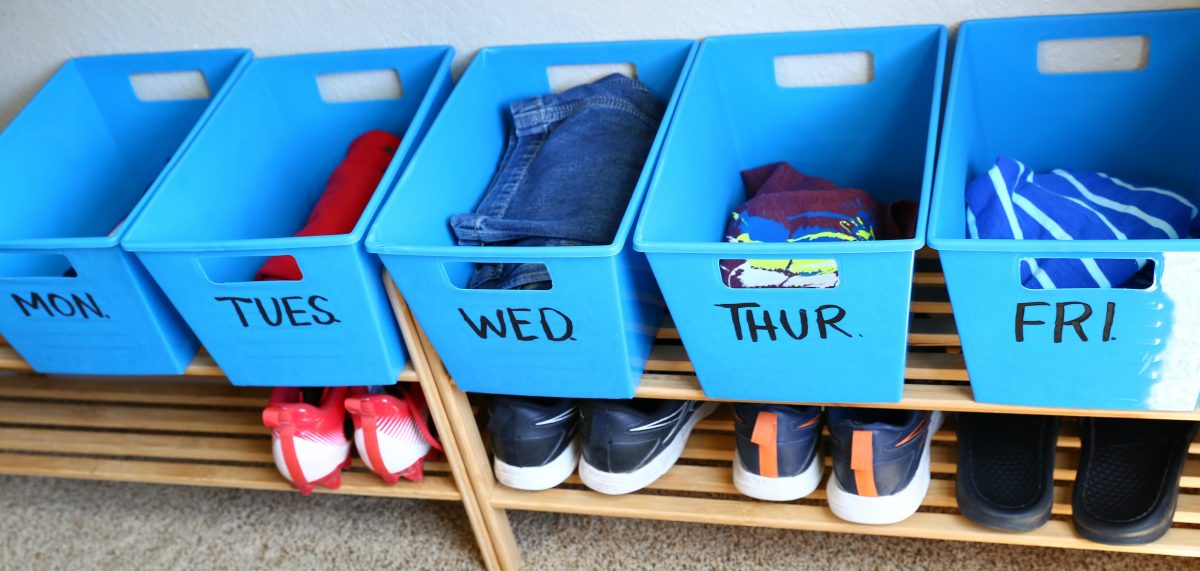 Dollar Tree Back to School hacks – clothing organizer bins
