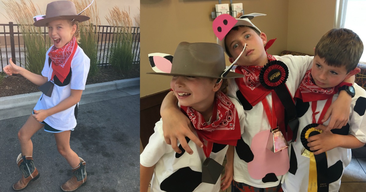 chick-fil-a is one of the best fast food chains out there – cute kids in Chik-fil-A cow costumes