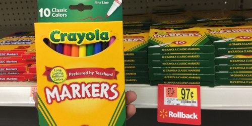 Walmart School Supply Deals: 97¢ Crayola 10-Count Markers, 50¢ Kids’ Scissors & More